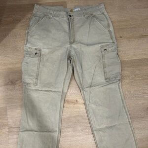 Mens Carhartt Relaxed Fit Canvas Trousers, Khaki in Size 38x32